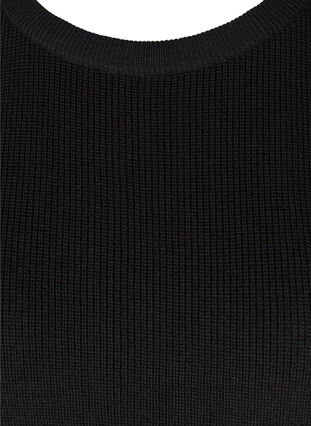 Enkel strikket vest med ribbet struktur og rund hals, Black, Packshot image number 2