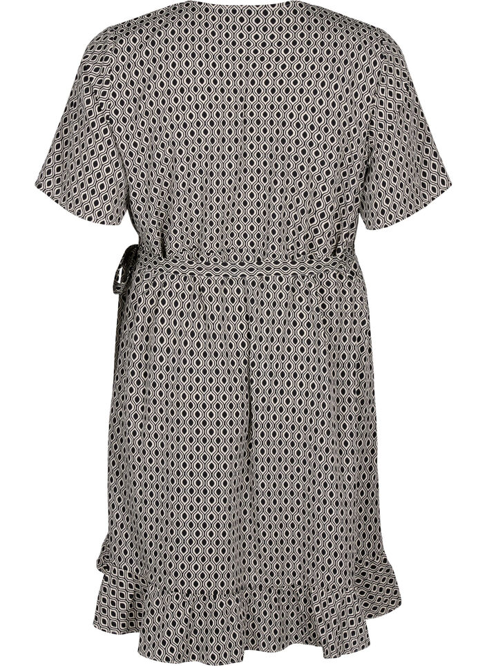 Flash - Omslagskjole med korte ermer, Black White Graphic, Packshot image number 1