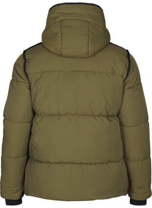 Zizzi Kort puffjakke med kontrastdetaljer, Grønn, Packshot image number 1