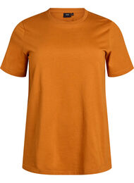 Basic T-skjorte i bomull med rund hals, Orange