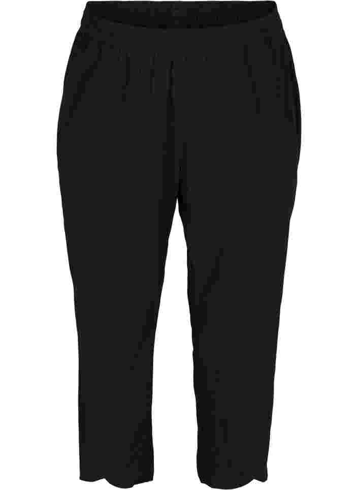 Cropped bukser i bomull, Black, Packshot image number 0