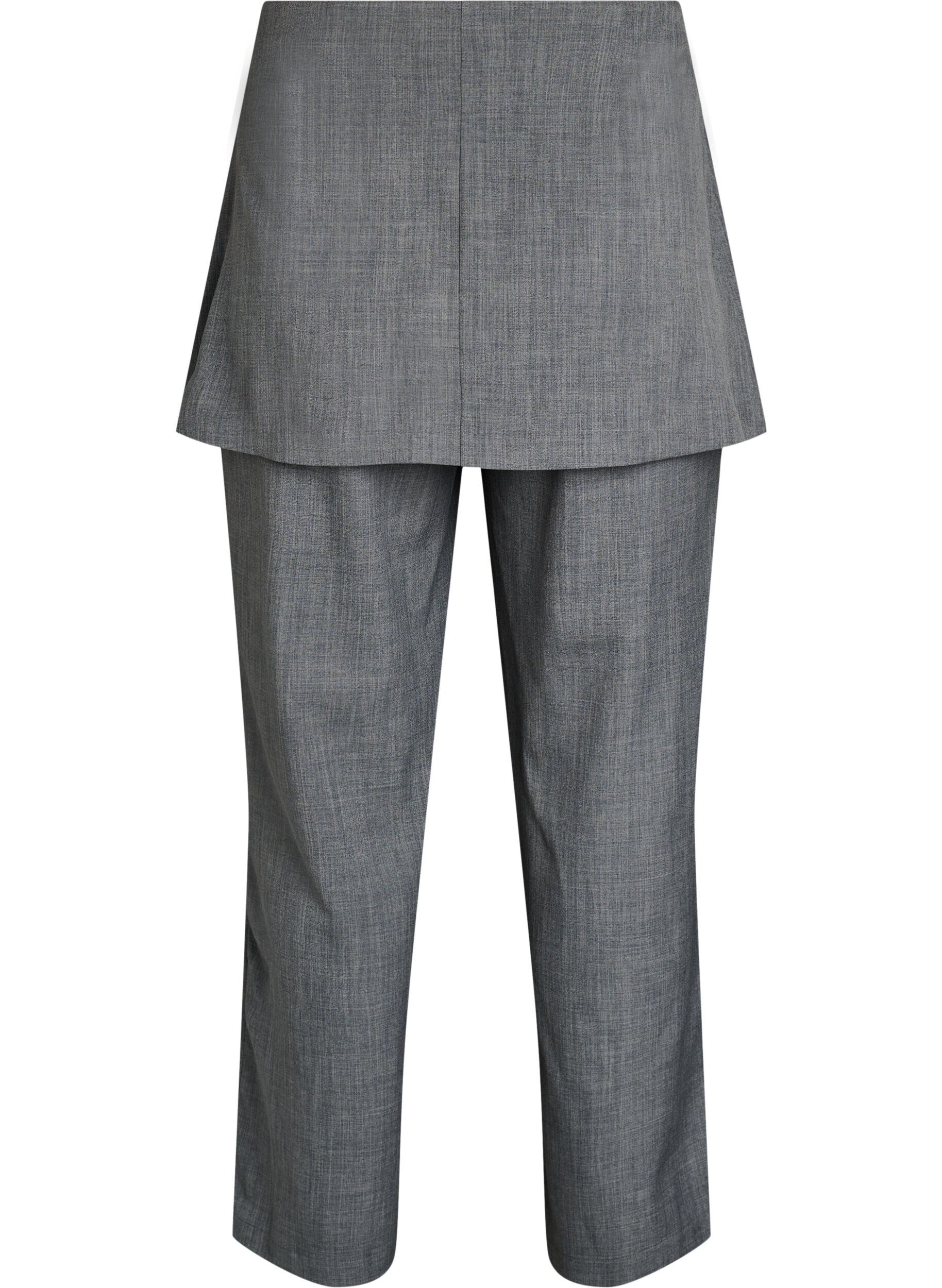 Zizzi Straight fit bukser med skj&oslash;rt, Gr&aring;, Packshot image number 1