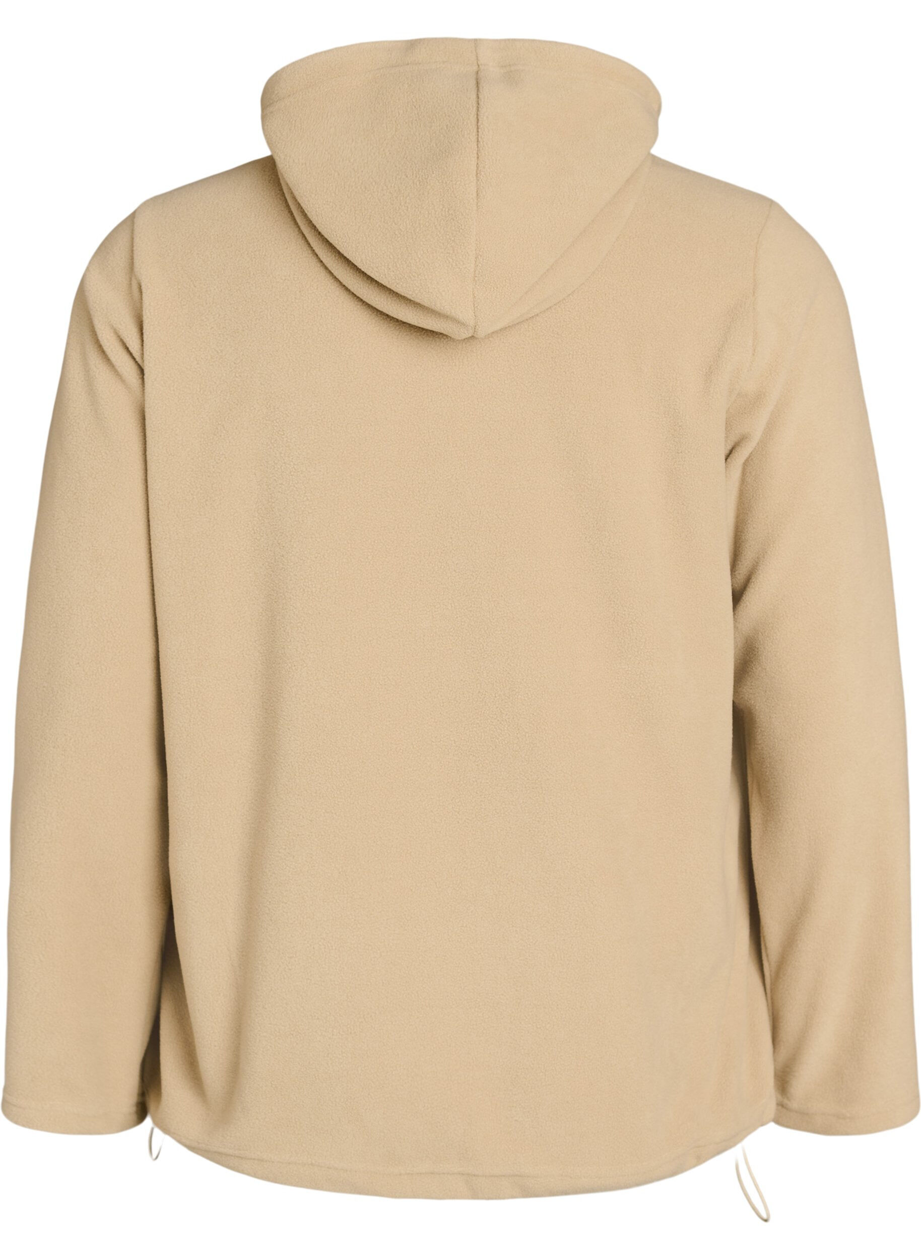 ZizziFleece hettegenser med h&oslash;y hals og brodert tekst, Beige, Packshot image number 1