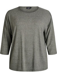 FLASH – Jersey bluse med 3/4 ermer, Grønn FLASH – Jersey bluse med 3/4 ermer