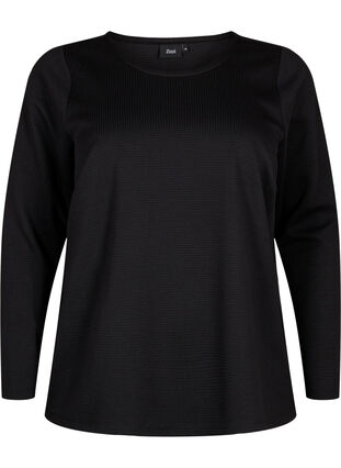Zizzi Bluse med struktur i A-snitt, Black, Packshot image number 0