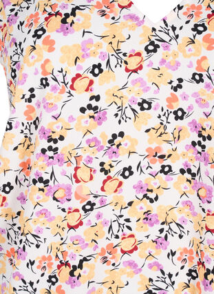 Zizzi Blomstret topp med V-hals, Off White Flower AOP, Packshot image number 2