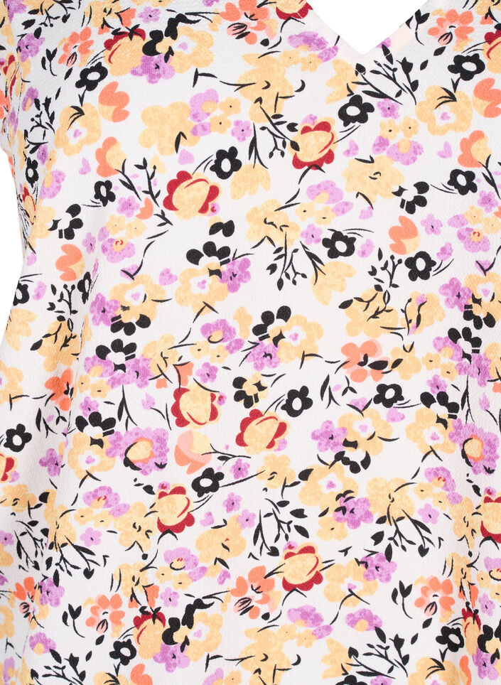 Blomstret topp med V-hals, Off White Flower AOP, Packshot image number 2