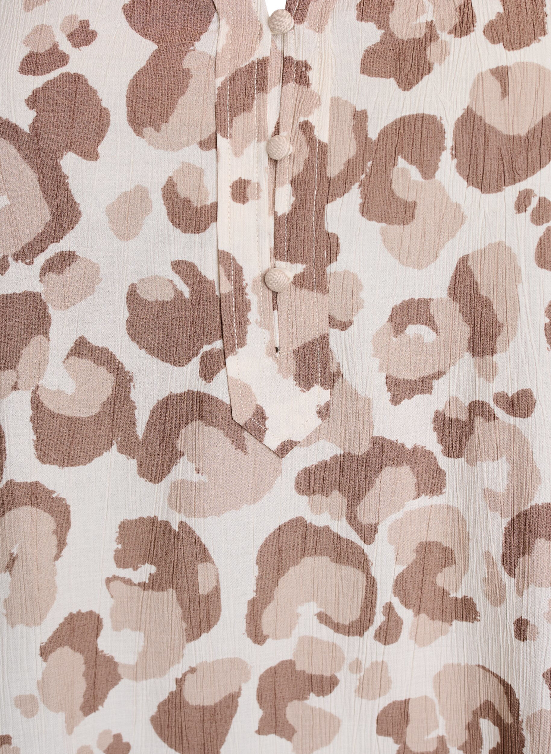 Zizzi Bluse med leopardtrykk og halvlange ermer, Hvit, Packshot image number 2