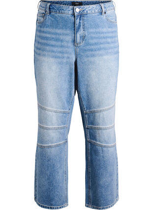 Zizzi Jeans med vide ben og sømdetaljer, Blue Denim, Packshot image number 0