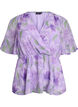 Bluse i blomstrete chiffon med korte ermer, Lilla, Packshot image number 0
