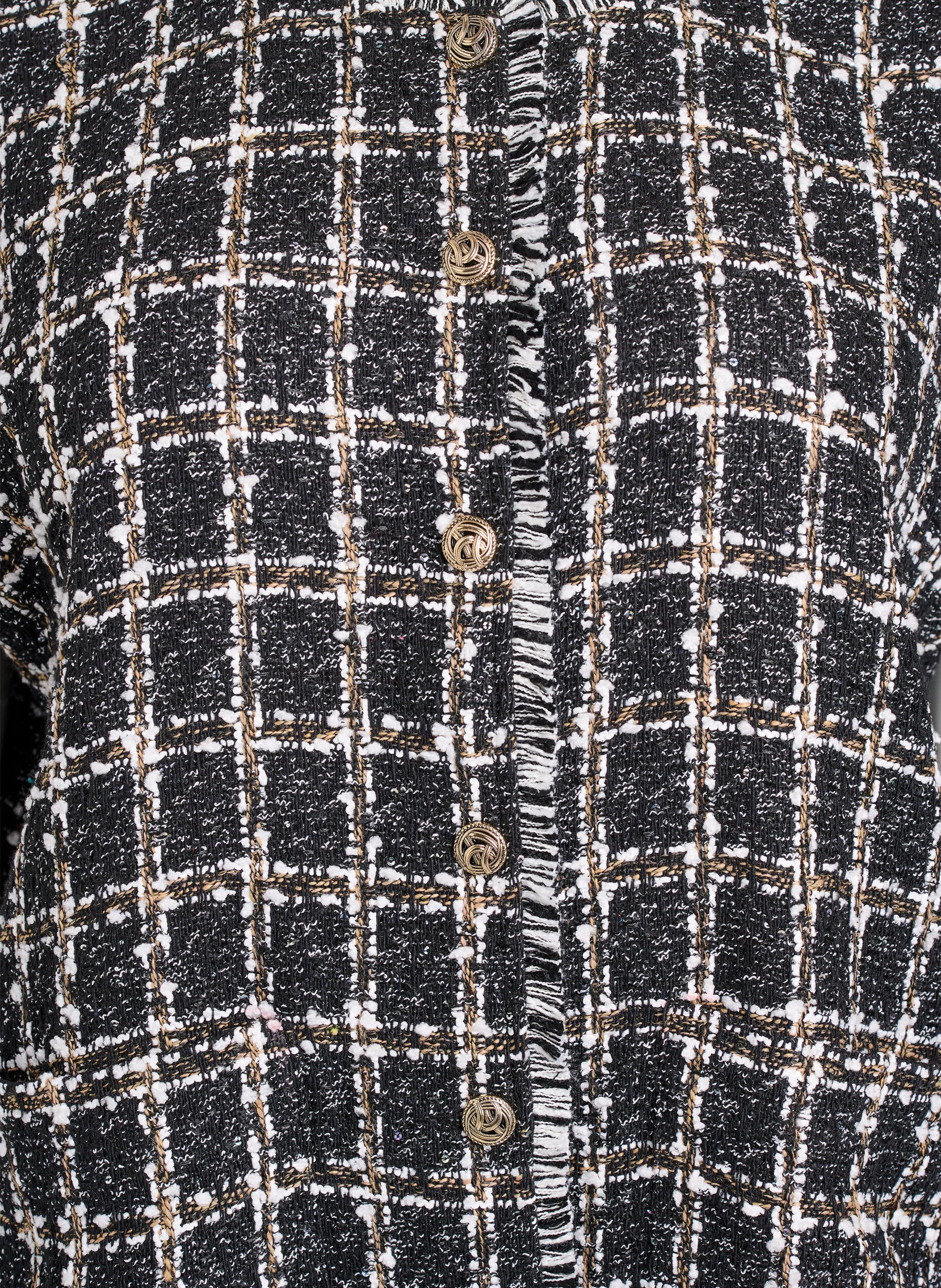 ZizziRutete vest med dekorative knapper, Svart, Packshot image number 2