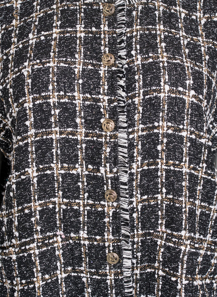 Rutete vest med dekorative knapper, Svart, Packshot image number 2