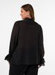 Viskosebluse med volanger og lange ermer, Svart, Model image number 2