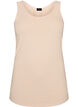 Ensfarget basic topp i bomull, Beige, Packshot image number 0