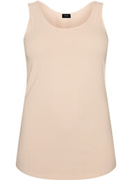 Ensfarget basic topp i bomull, Beige