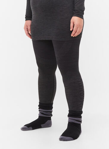 Melerte sømløse stilongs, Dark Grey Melange, Model image number 2