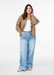 Ribbestrikket cardigan med knapper, Brun, Model image number 1
