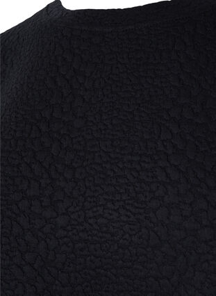 Ensfarget bluse med tekstur, Black, Packshot image number 2