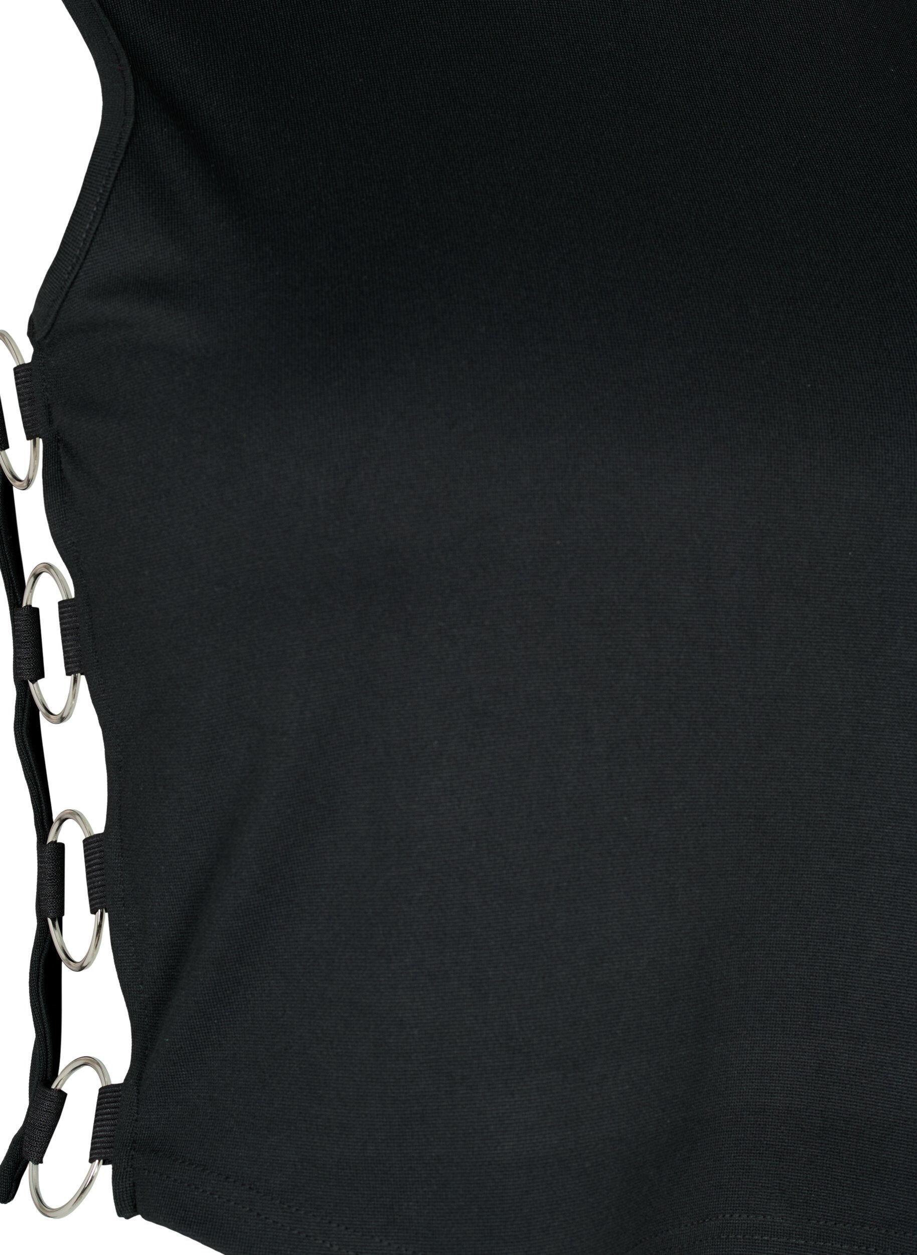 Zizzi Kort topp med &aring;pen detalj i siden, Black, Packshot image number 3