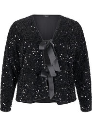 Paljettbluse med knytedetaljer, Black