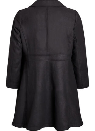 Zizzi A-linjeformet ullkåpe med lommer, Svart, Packshot image number 1