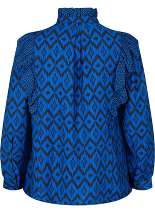 Skjorte bluse i viskose, True blue w. Black, Packshot image number 1