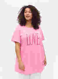 Oversized T-skjorte med trykk, Rosebloom W. Love, Model