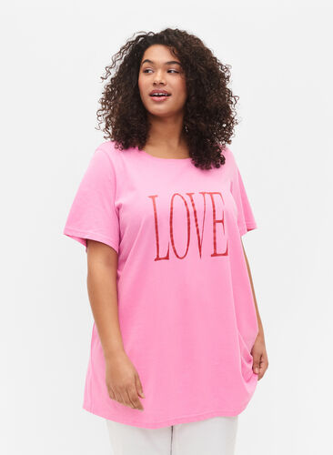 Oversized T-skjorte med trykk, Rosebloom W. Love, Model image number 0