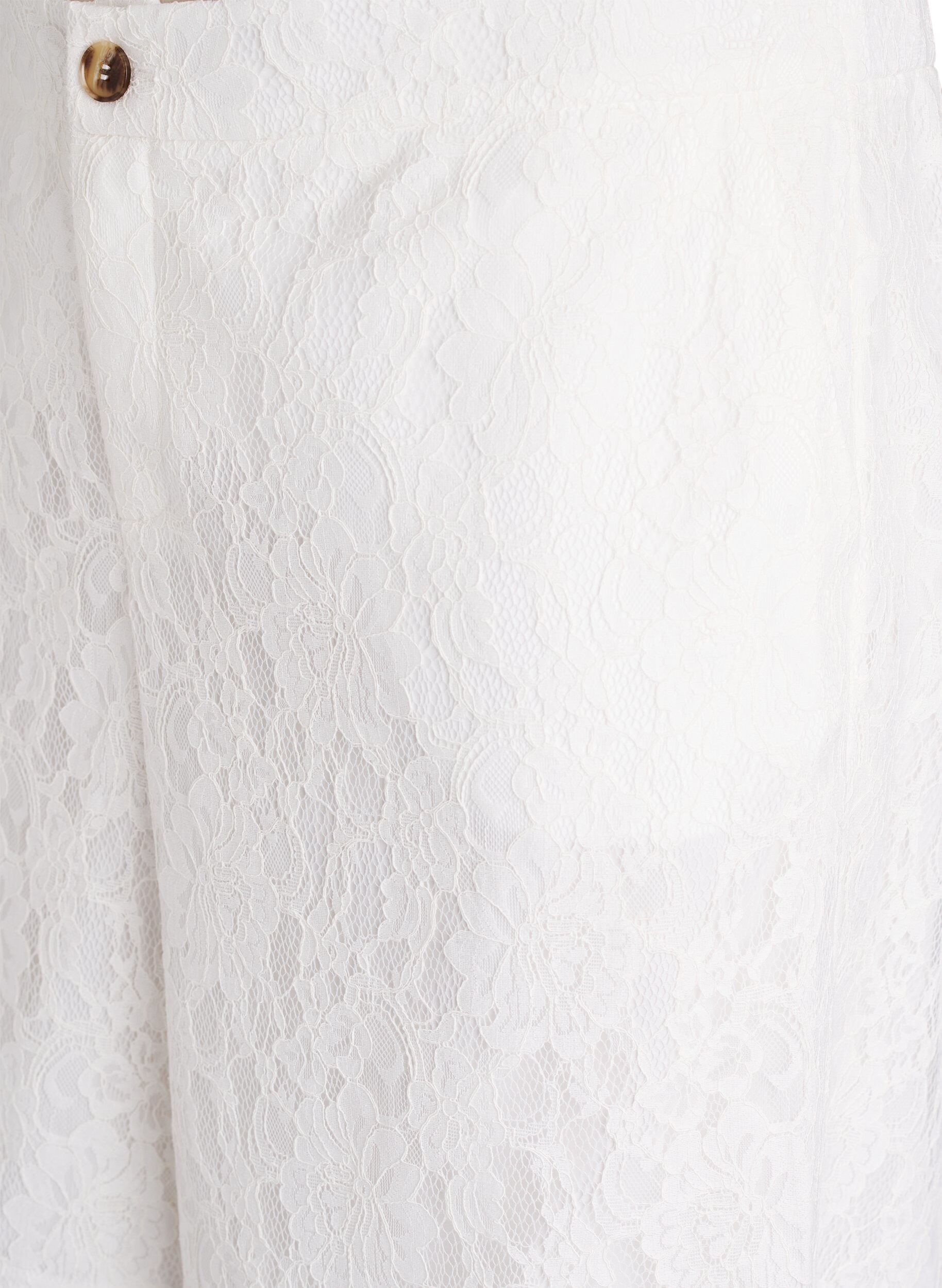 Zizzi Bermudashorts med h&oslash;y midje og blonder, Vanilje, Packshot image number 2