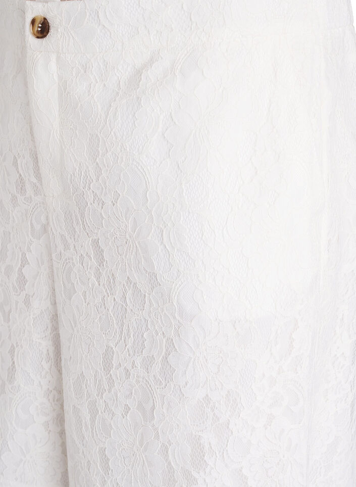 Bermudashorts med h&oslash;y midje og blonder, Vanilje, Packshot image number 2