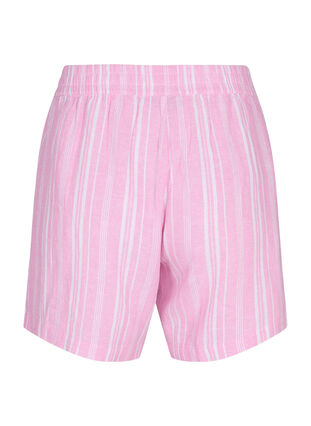 Stripete shorts i en blanding av lin og viskose, Rosebloom Wh.Stripe, Packshot image number 1