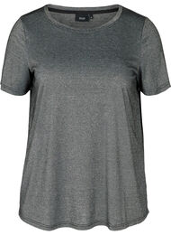 Kortermet t-skjorte med glimmer, Black w Silver 