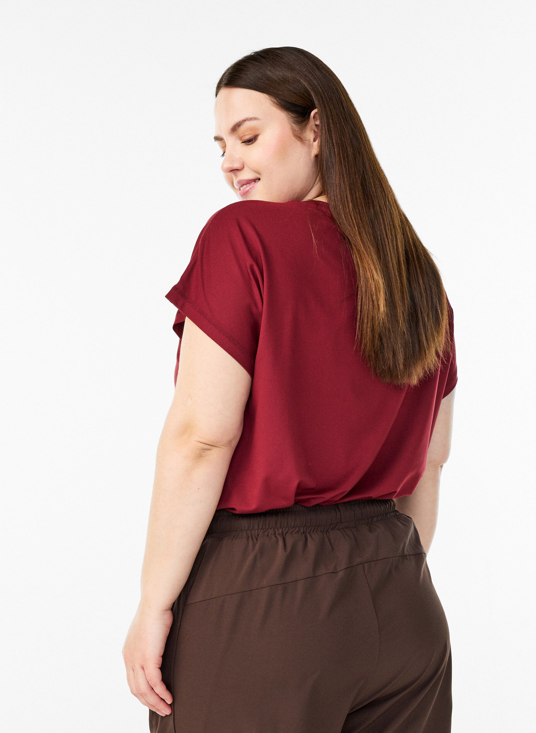 Zizzi Treningsshorts med innershorts og en lomme til telefonen, Brun, Model image number 2