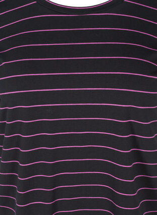 Stripete T-skjorte i bomull, Black w. Purple , Packshot image number 2