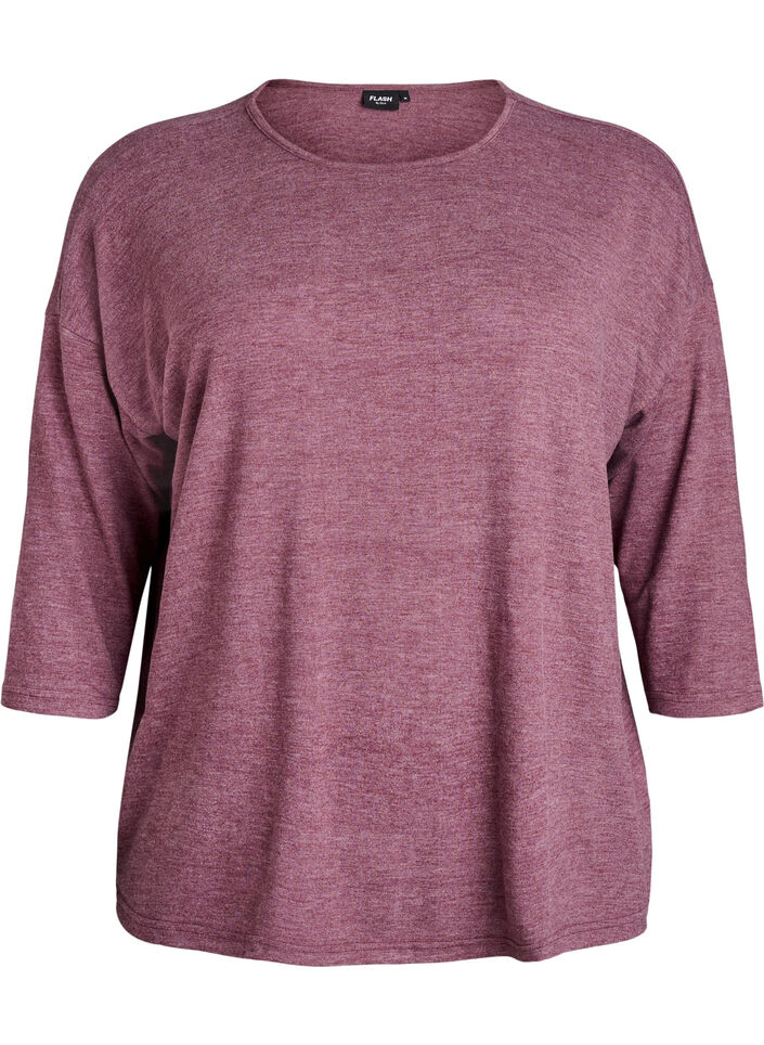 Jersey bluse med 3/4 ermer, R&oslash;d, Packshot image number 0