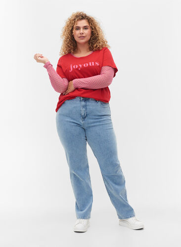 Mesh bluse med mønster, Cashmere Rose Dot, Model image number 2