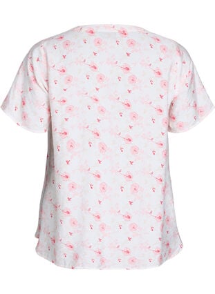 Zizzi Skjortebluse med korte ermer og blomstertrykk, Rosa, Packshot image number 1
