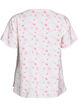 Skjortebluse med korte ermer og blomstertrykk, Rosa, Packshot image number 1