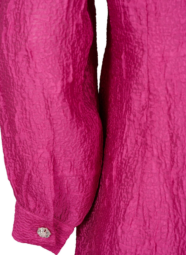 Skjortekjole med tekstur og perleknapper, Cactus Flower, Packshot image number 3