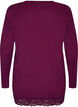 Jerseybluse med asymmetrisk blondedetalj, Lilla, Packshot image number 1