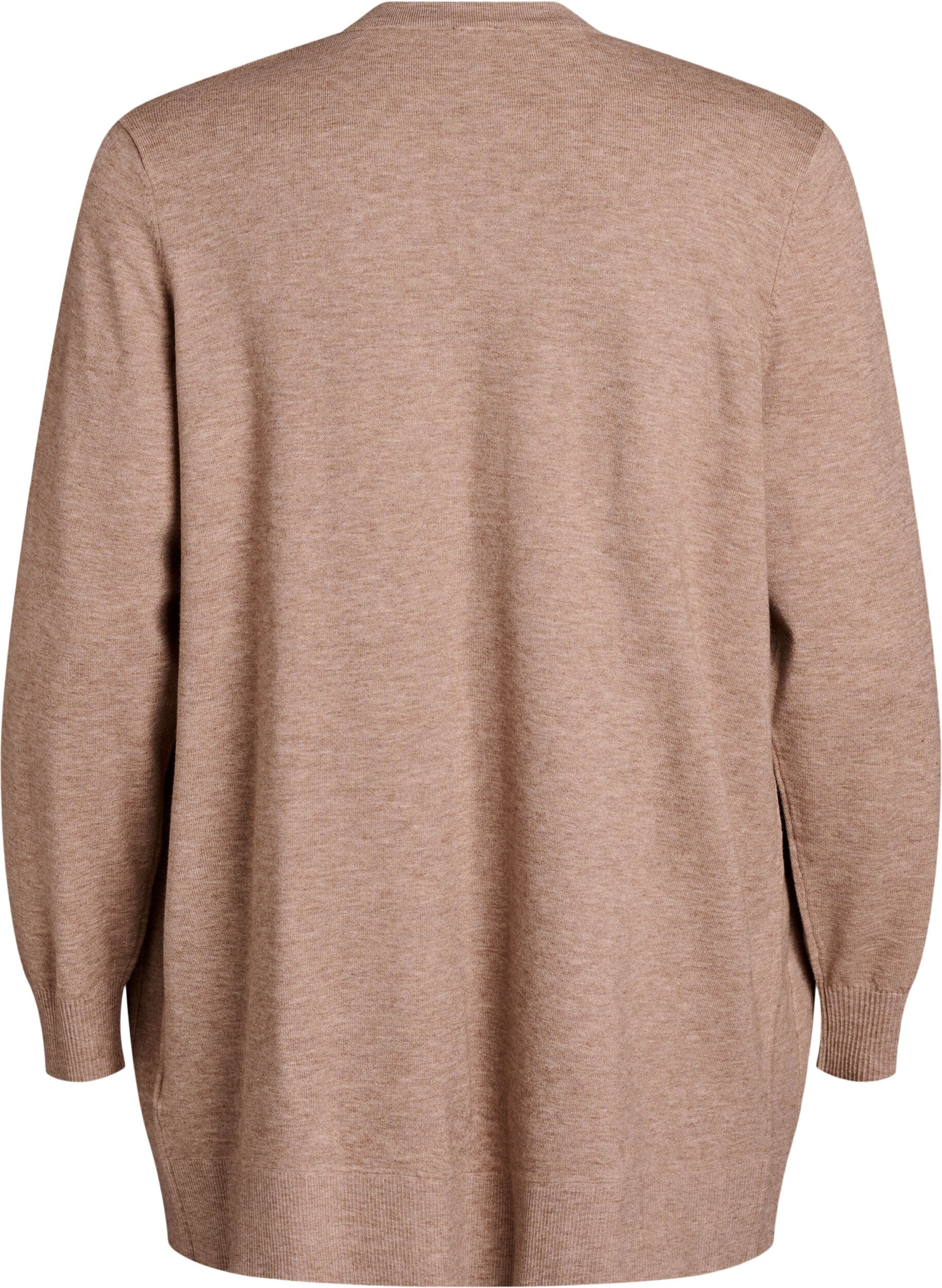 Zizzi Lang &aring;pen strikket cardigan med lommer, Beige, Packshot image number 1