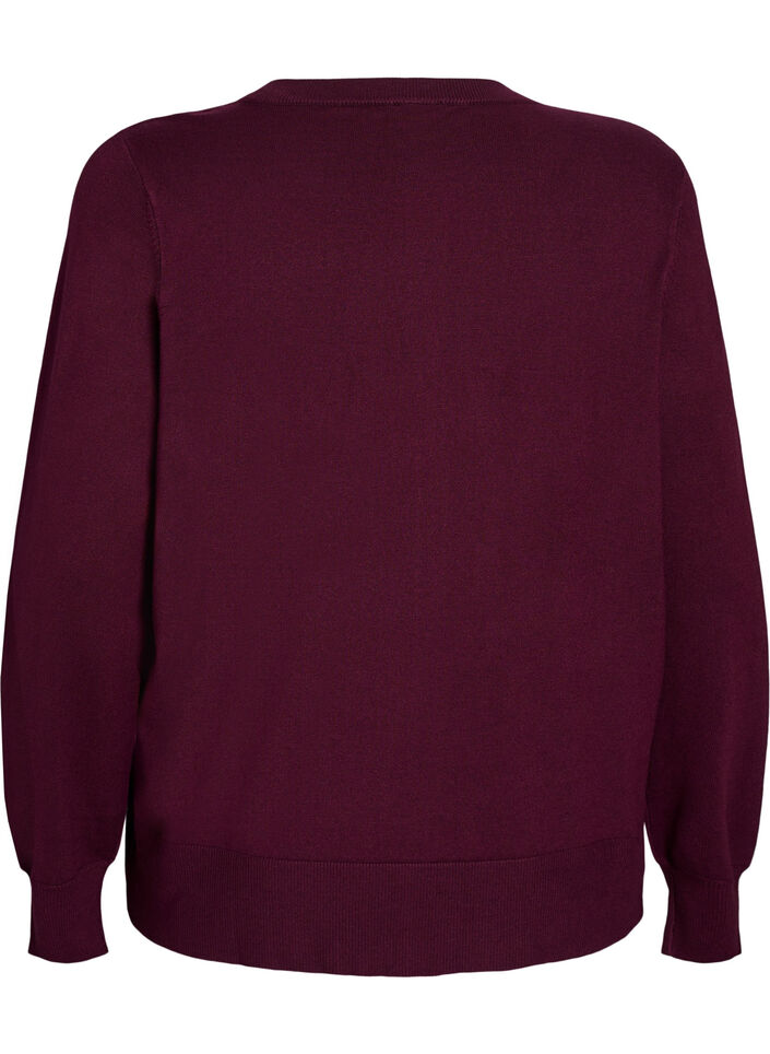 Strikkecardigan med rund hals og knapper, R&oslash;d, Packshot image number 1