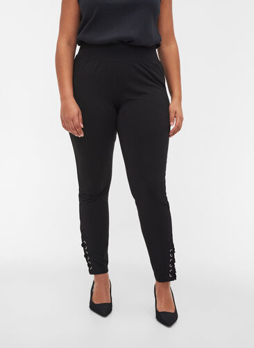Leggings med snøredetaljer, Black, Model image number 2