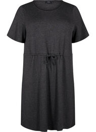 Kort jerseykjole med knytebelte, Dark Grey Melange