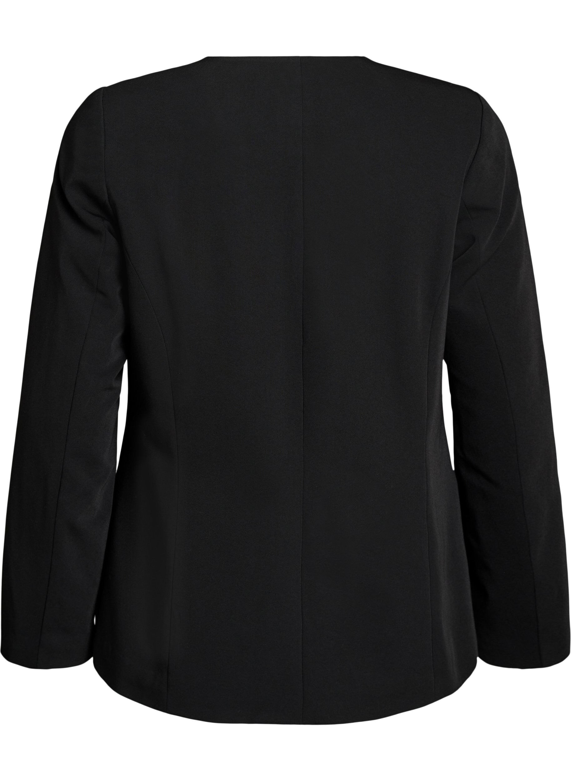 Zizzi Blazer med V-hals og knappelukking, Svart, Packshot image number 1
