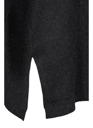 Melert strikket poncho med rullekrage, Dark Grey Melange, Packshot image number 3