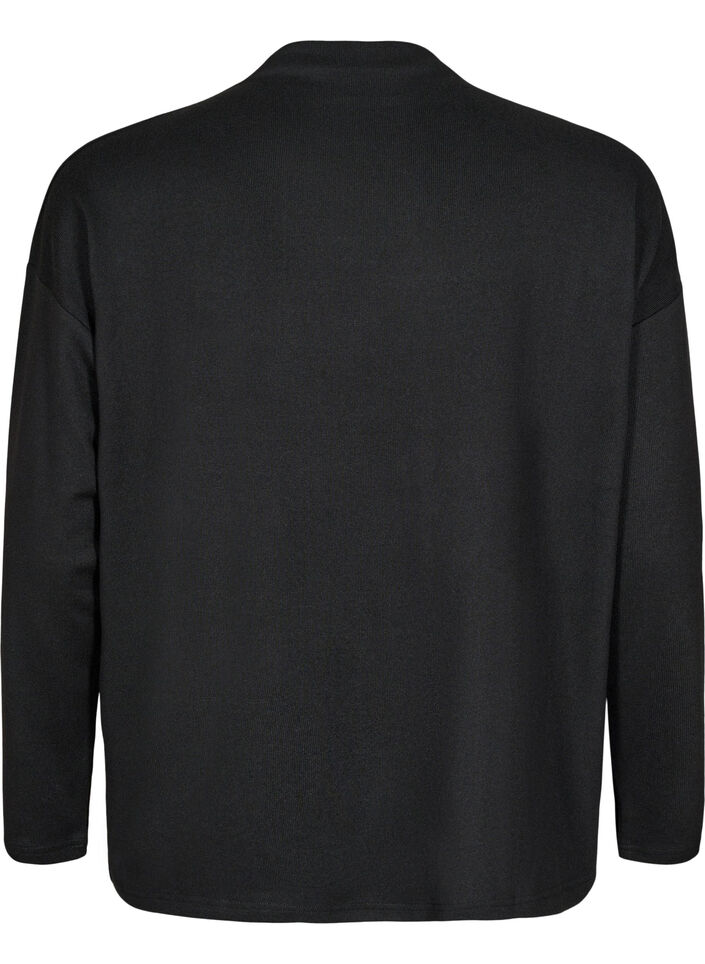 Bluse med høy hals og lange ermer, Svart, Packshot image number 1