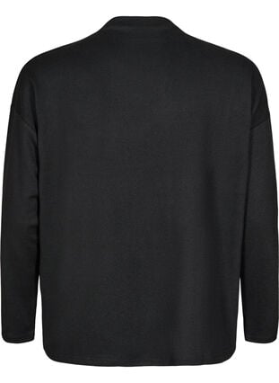 Zizzi Bluse med høy hals og lange ermer, Svart, Packshot image number 1
