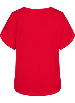 Kortermet bluse med rund hals, Tango Red, Packshot image number 1