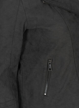 Imitert skinnjakke, Dark Grey as sample, Packshot image number 3
